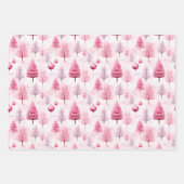 Roze Sneeuw Kerst Waterverf Cartoon Design Inpakpapier Vel (Voorkant)