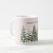 Roze Sneeuw Kerstbomen Koffiemok (Voorkant links)