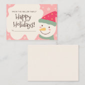Roze Sneeuw Man Gepersonaliseerde Kerst Kaart Notitiekaartje (Voorkant / Achterkant)
