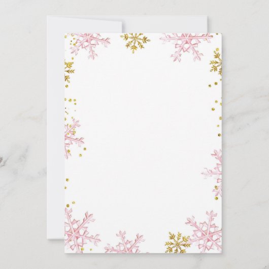 Roze Sneeuw Veel Leuk Winter Bloemen 1e Verjaardag Kaart (Achterkant)