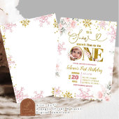 Roze Sneeuw Veel Leuk Winter Bloemen 1e Verjaardag Kaart