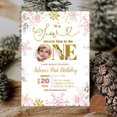 Roze Sneeuw Veel Leuk Winter Bloemen 1e Verjaardag Kaart