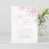 Roze Sneeuw Verliefd Bruidsfeest Uitnodiging (Staand voorkant)