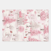 Roze Sneeuw Winter Wonderland Kerstmis Inpakpapier Vel (Voorkant 3)
