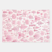 Roze Sneeuw Winter Wonderland Kerstmis Inpakpapier Vel (Voorkant)