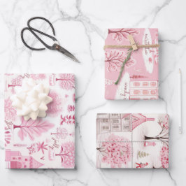 Roze Sneeuw Winter Wonderland Kerstmis Inpakpapier Vel