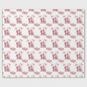 Roze sneeuwbaby en roze bloemen cadeaupapier (Vlak)
