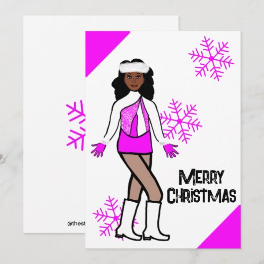 Roze Sneeuwdanser Vakantie Kaart (Voorkant / Achterkant)