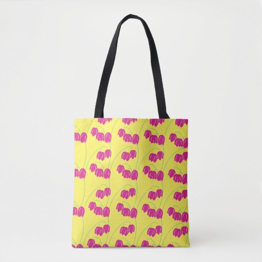 Roze sneeuwdruppels floraal geel tote bag (Voorkant)