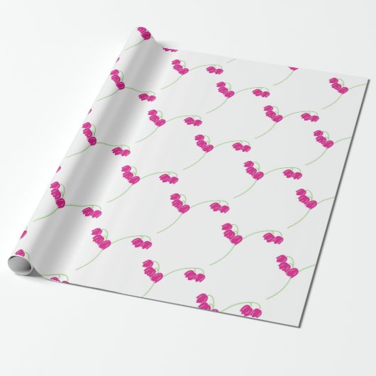 Roze sneeuwklokjes floraal cadeaupapier (Uitgerold)