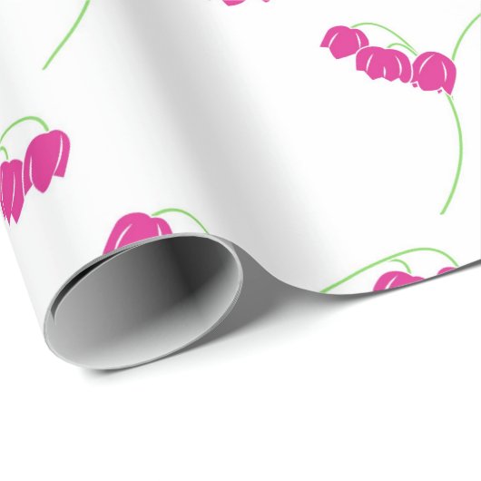 Roze sneeuwklokjes floraal cadeaupapier (Rol Hoek)