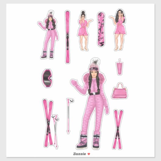 Roze Sneeuwkonijn Ebony Fuller Shop Sticker Decals (Vel)