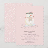 Roze Sneeuwman Baby Het Is Koud Buiten Baby Borrel Kaart (Voorkant / Achterkant)