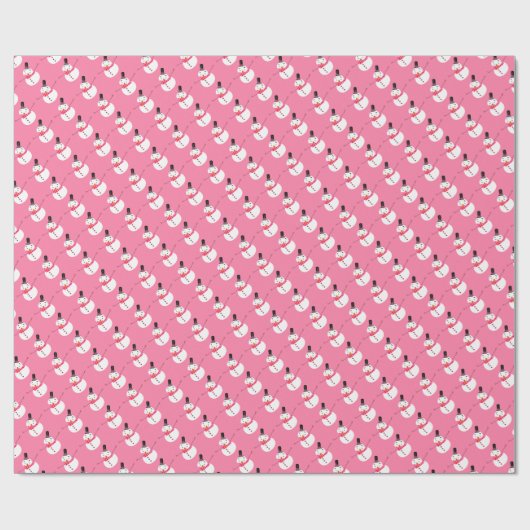 Roze sneeuwman, feestelijk cadeaupapier (Vlak)