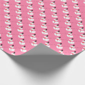 Roze sneeuwman, feestelijk cadeaupapier (Hoek)