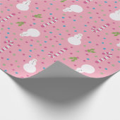 Roze Sneeuwman Inpakpapier  (Hoek)
