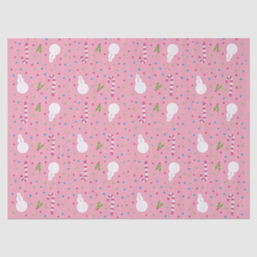 Roze Sneeuwman Inpakpapier Tissuepapier (Voorkant)