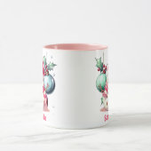 Roze Sneeuwman Kerst Kinder Hot Chocolate Mok (Midden)
