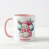 Roze Sneeuwman Kerst Kinder Hot Chocolate Mok (Links)