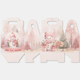 Roze Sneeuwman Kerstfeest dozen Bedankdoosjes