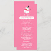 Roze Sneeuwman, Kerstfeest Menu (Voorkant / Achterkant)
