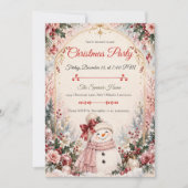 Roze Sneeuwman Kerstfeest Uitnodiging (Voorkant)