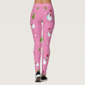 Roze Sneeuwman Kerstmis Leggings (Achterkant)