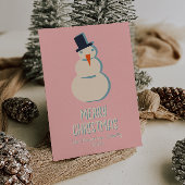  Roze Sneeuwman Kerstmis niet-foto Feestdagenkaart