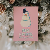  Roze Sneeuwman Kerstmis niet-foto Feestdagenkaart