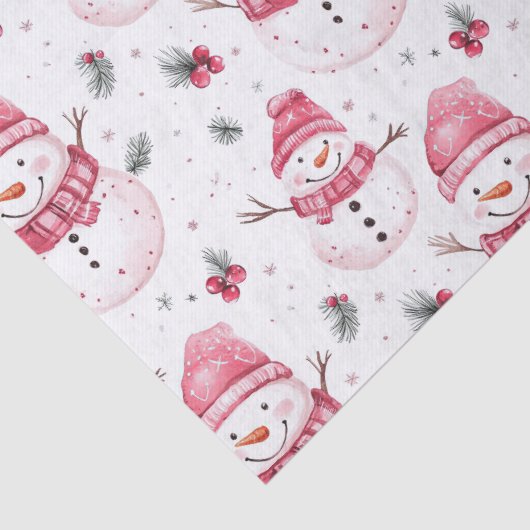 Roze Sneeuwman Kerstmis Tissuepapier (Detail)
