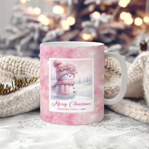 Roze Sneeuwman Kinderen Mok Zoete Winter Bos Cadea