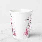 Roze Sneeuwman Marshmallow Wereld Papieren Bekers (Links)