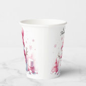 Roze Sneeuwman Marshmallow Wereld Papieren Bekers (Rechts)