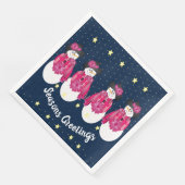 Roze Sneeuwman met donkerblauw Servet (Hoek)