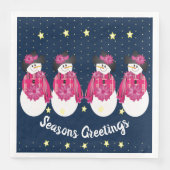 Roze Sneeuwman met donkerblauw Servet (Voorkant)