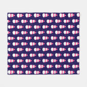 Roze Sneeuwman met Sneeuwvlaag Fleece Deken (Voorkant (Horizontaal))
