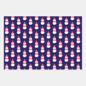 Roze Sneeuwman met Sneeuwvlaag Inpakpapier Vel (Voorkant 3)