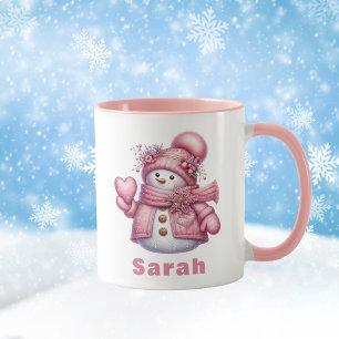 Roze sneeuwman met Sweet Heart Kerstmis Mok