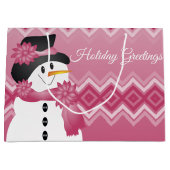 Roze Sneeuwman Patterned Groot Cadeauzakje (Voorkant)
