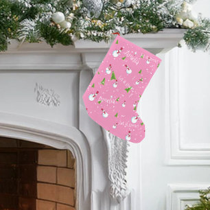 Roze Sneeuwman Persoonlijk Kleine Kerstsok