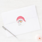 Roze Sneeuwman Ronde Sticker (Envelop)