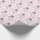 Roze Sneeuwman Vakantie Kerstcadeau Wrap Cadeaupapier (Hoek)