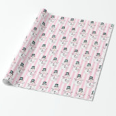 Roze Sneeuwman Vakantie Kerstcadeau Wrap Cadeaupapier (Uitgerold)