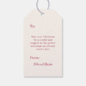 Roze Sneeuwman Vintage Kerstmis Cadeaulabel (Achterkant)