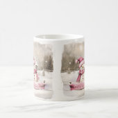 Roze Sneeuwman Vintage Kerstmis Koffiemok (Center)