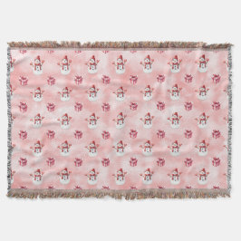 Roze Sneeuwman Winter Deken