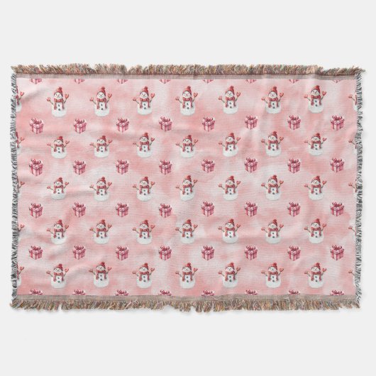 Roze Sneeuwman Winter Deken (Voorkant)