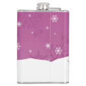 Roze Sneeuwman Winter Scene Kerstfles Heupfles (Achterkant)