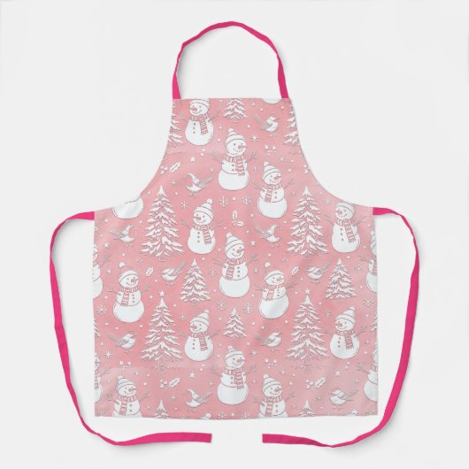 Roze Sneeuwmannen Schort (Voorkant)
