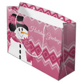 Roze sneeuwmanpatroon  groot cadeauzakje (Achterkant Gekanteld)